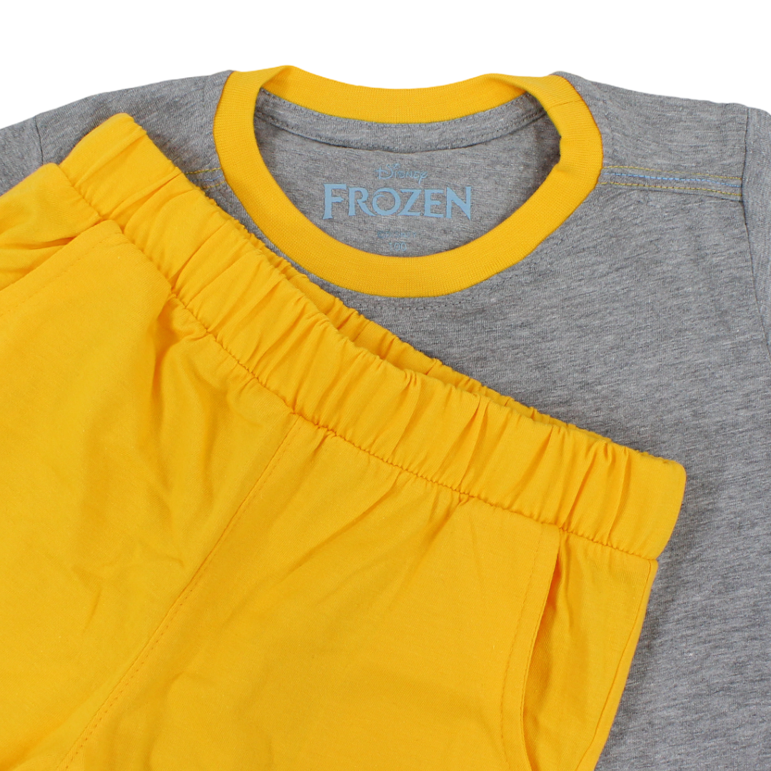 Boys Cotton Pajama – Grey & Yellow with Olaf Print