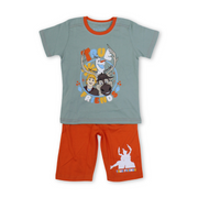 Boys Cotton Pajama – Dark Grey & Orange with Olaf Print