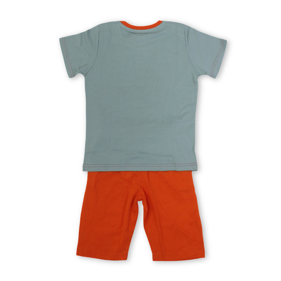 Boys Cotton Pajama – Dark Grey & Orange with Olaf Print