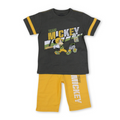 Boys Cotton Pajama – Dark Grey & Yellow with Mickey Mouse Print