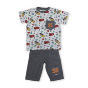 Boys Cotton Pajama – Grey with Cars Print
