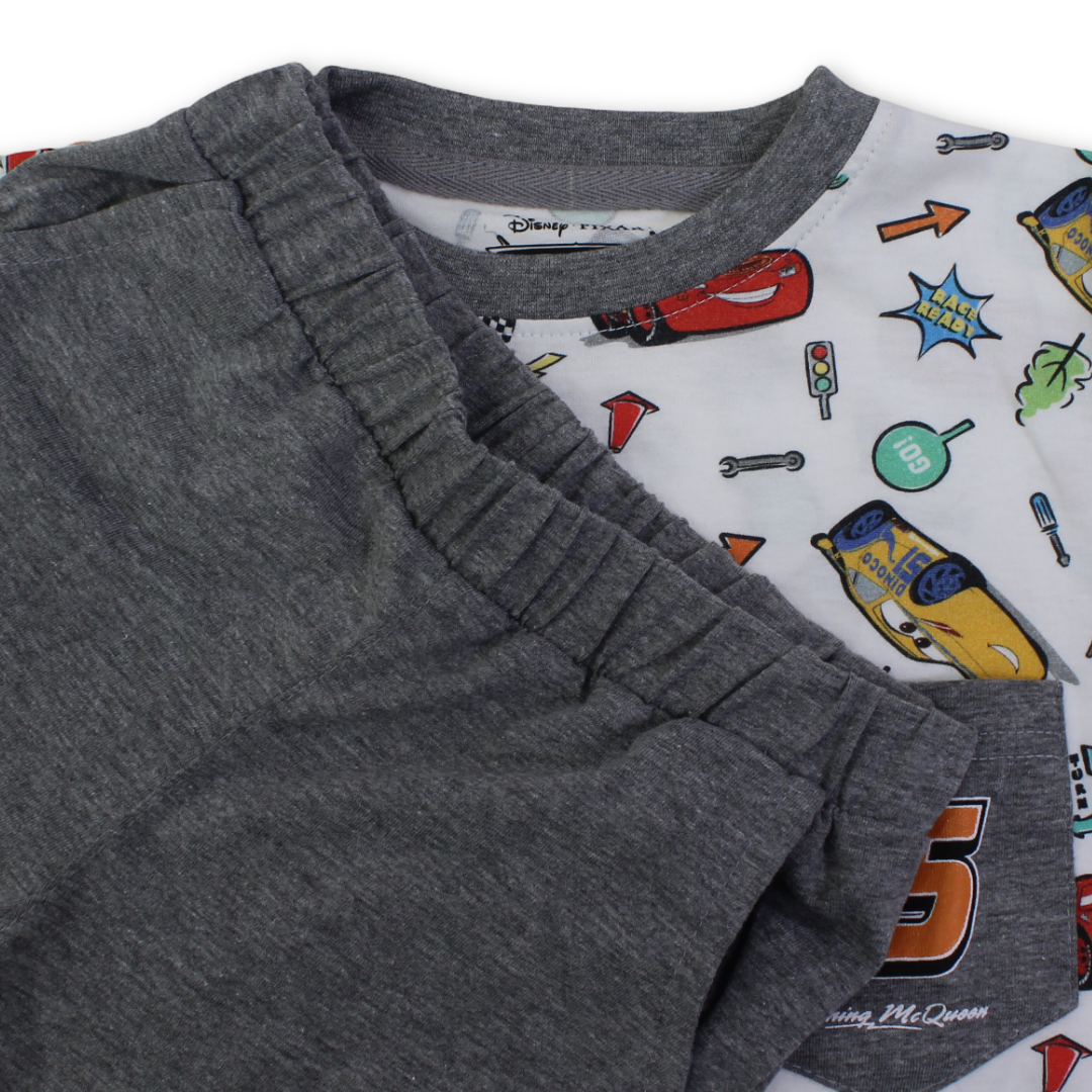 Boys Cotton Pajama – Grey with Cars Print