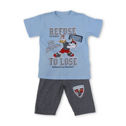 Boys Cotton Pajama – Baby Blue & Grey with Donald Duck Print