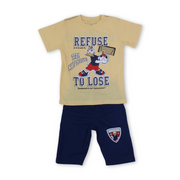 Boys Cotton Pajama – Yellow & Navy with Donald Duck Print