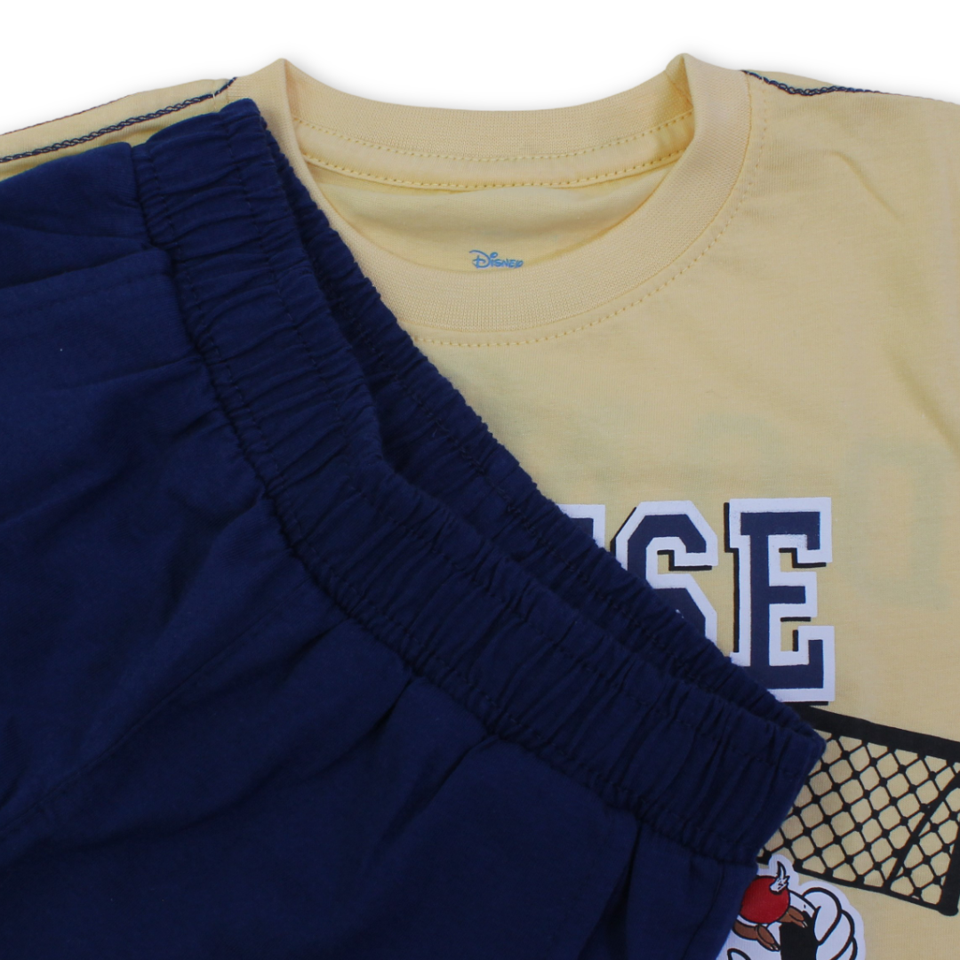 Boys Cotton Pajama – Yellow & Navy with Donald Duck Print