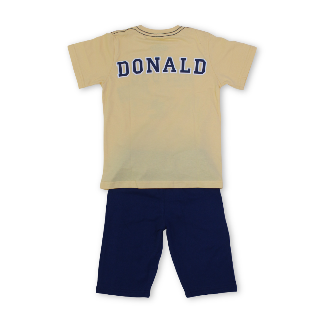 Boys Cotton Pajama – Yellow & Navy with Donald Duck Print
