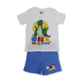 Baby Boys Cotton Pajama – White with Dino Print