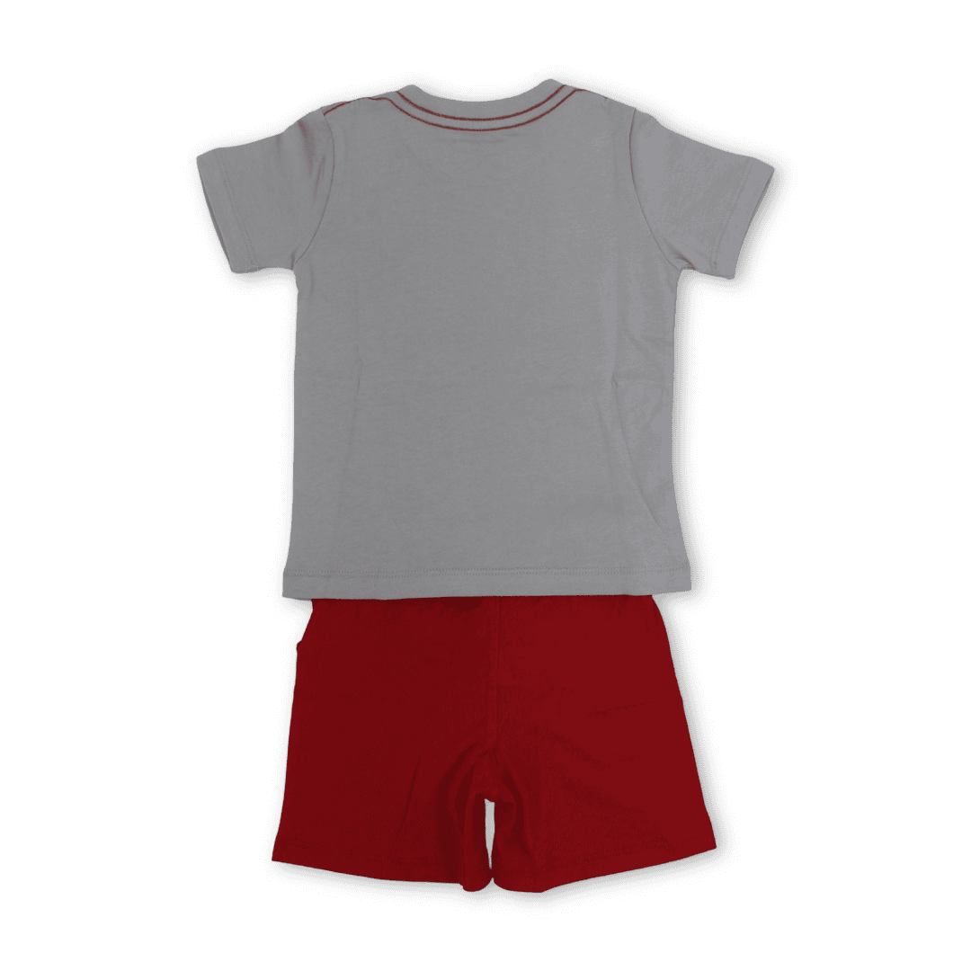 Baby Boys Cotton Pajama – Grey with Dino Print