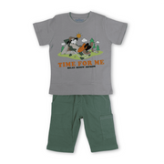 Girls Cotton Pajama – Grey with Goofy Print