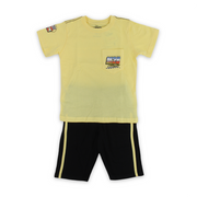 Boys Cotton Pajama – Yellow & Black with Mickey Mouse Print
