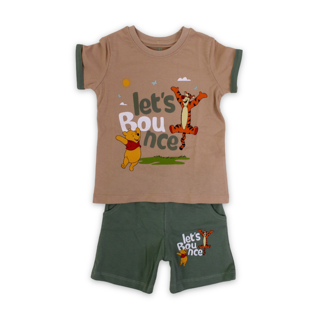 Baby Boys Cotton Pajama – Pooh & Tigger Print