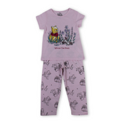 Girls Cotton Pajama – Pink with Pooh Print