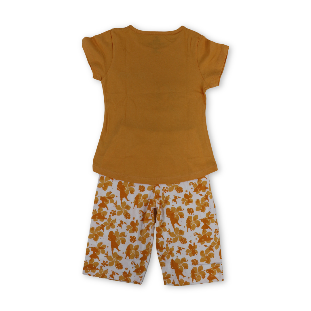 Girls Cotton Pajama – Orange with Moana Print