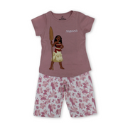 Girls Cotton Pajama – Dusty Pink with Moana Print