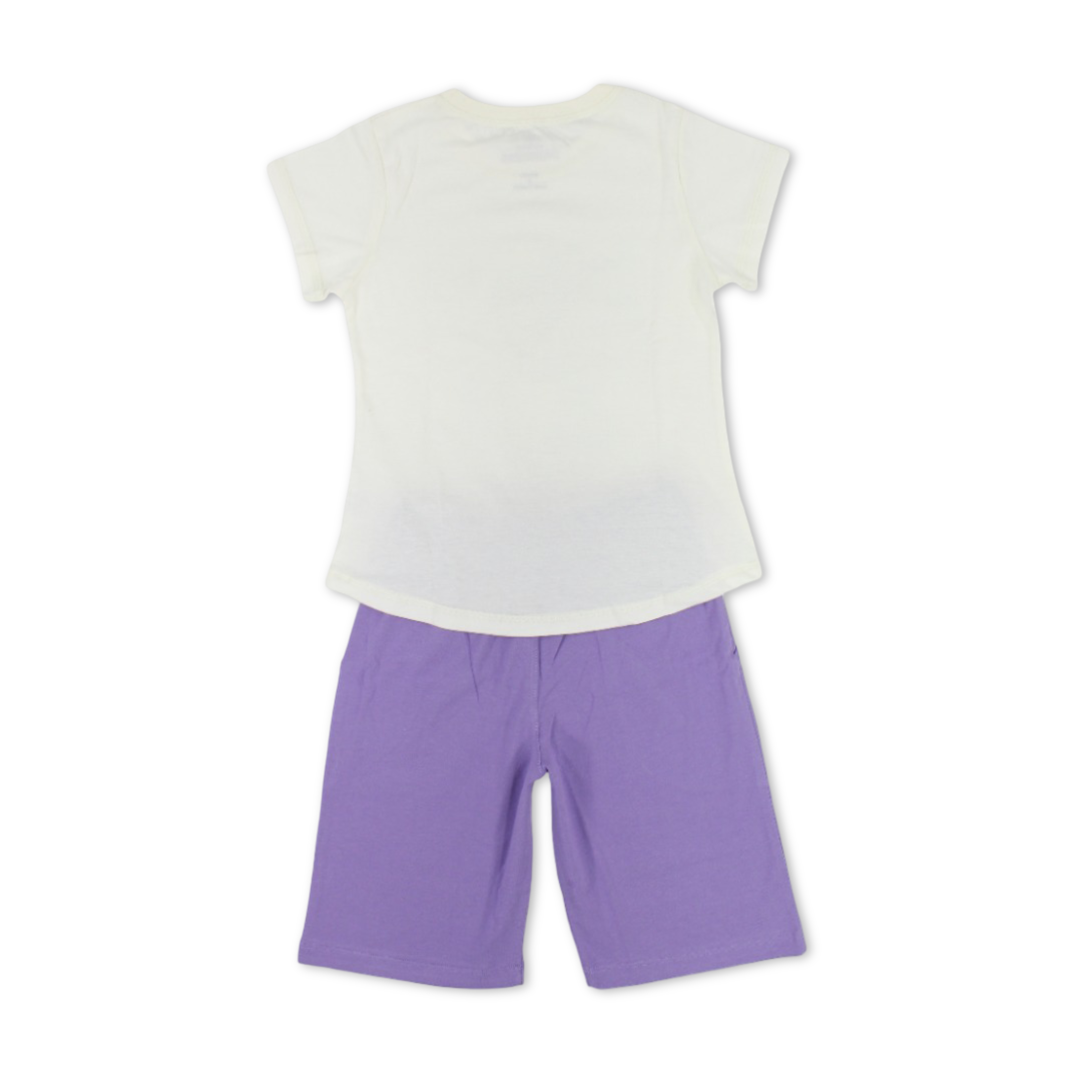 Girls Cotton Pajama – Off-White & Purple with Tiana Print