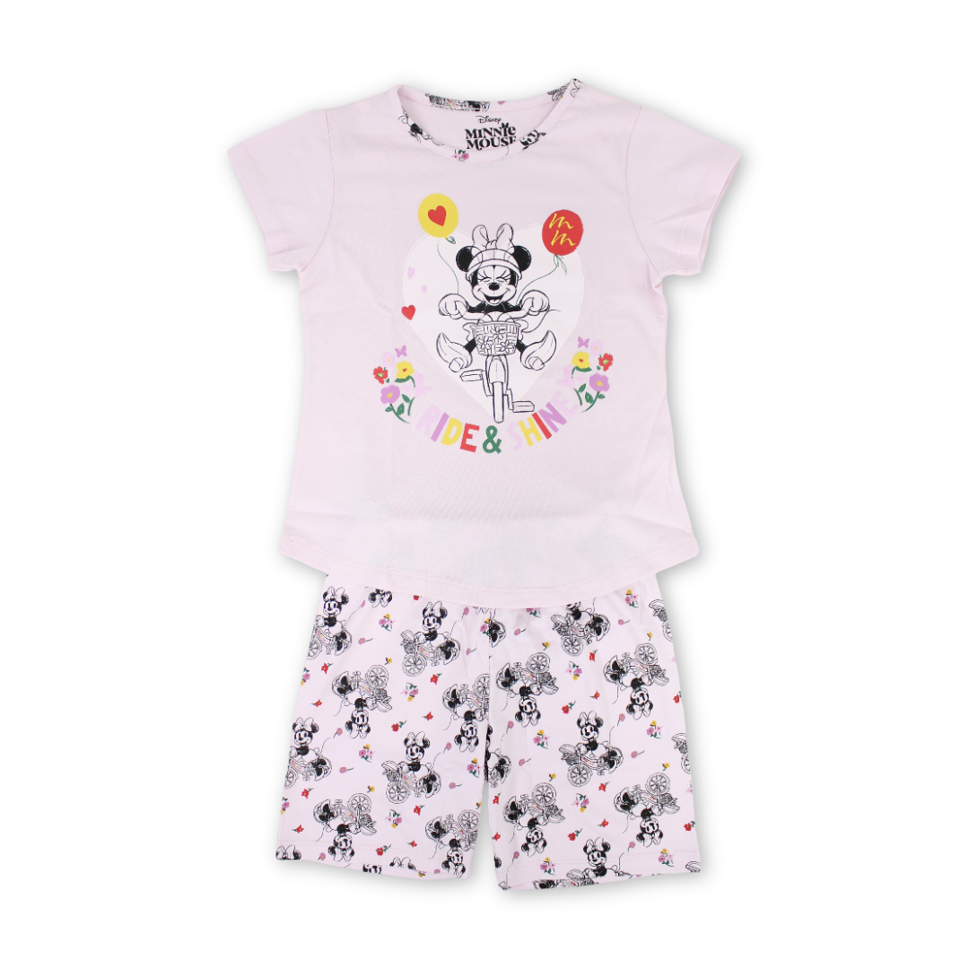 Girls Cotton Pajama – Pink with Minnie Mouse Print