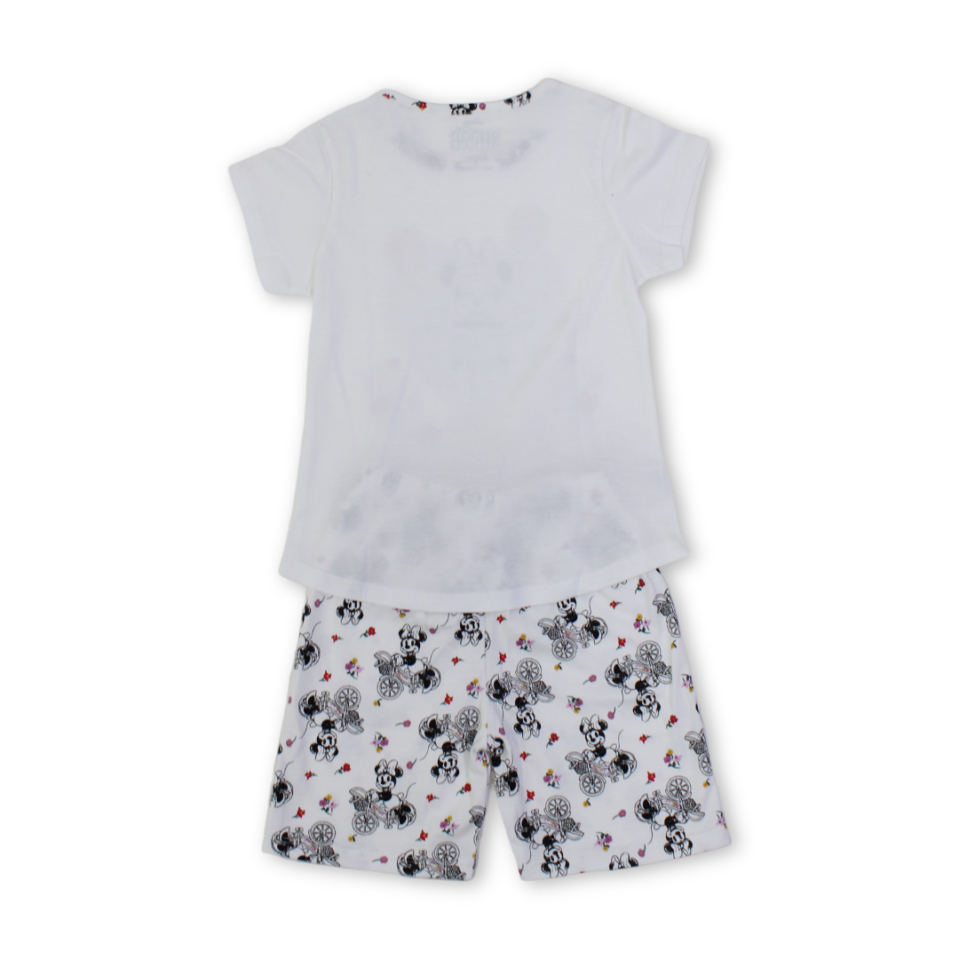 Girls Cotton Pajama – Off-White with Minnie Mouse Print
