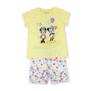 Girls Cotton Pajama – Yellow with Mickey & Minnie Mouse Print