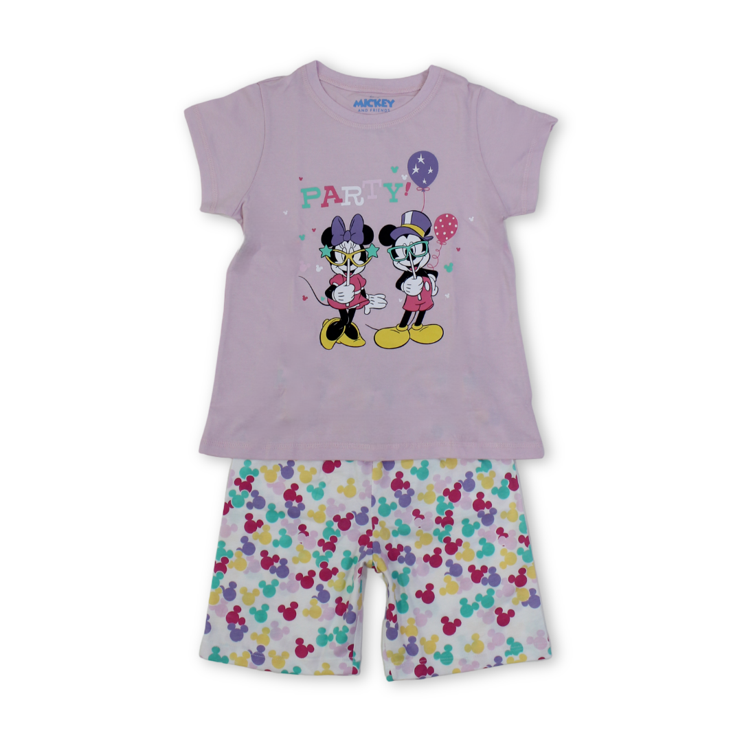 Girls Cotton Pajama – Pink with Mickey & Minnie Mouse Print - Clothing - Morenella