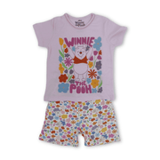 Girls Cotton Pajama – Pink with Pooh Print