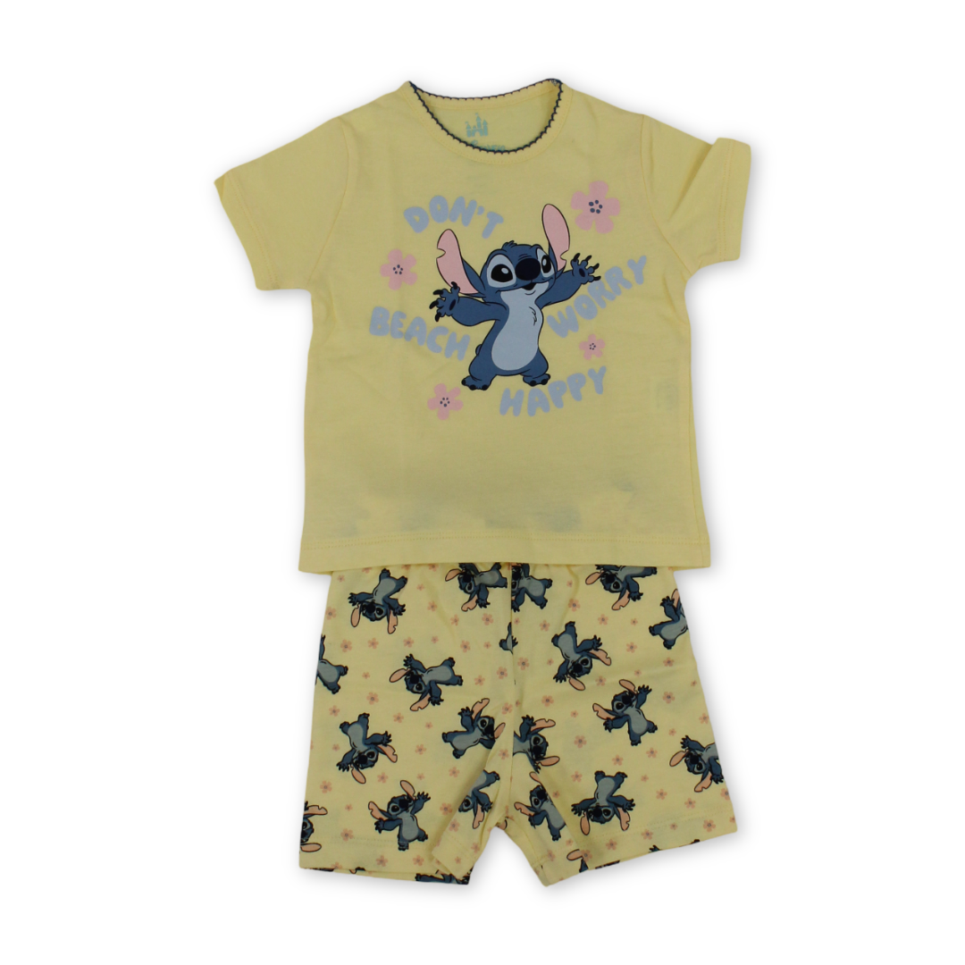 Baby Girls Cotton Pajama – Stitch Print