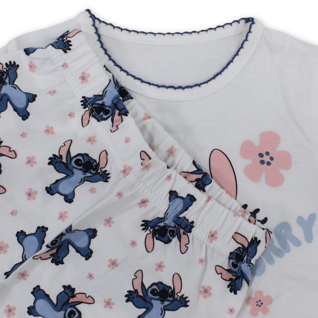 Baby Girls Cotton Pajama – Stitch Print
