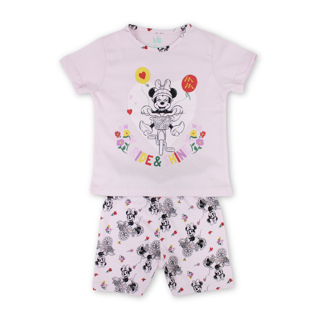 Baby Girls Cotton Pajama – Minnie Mouse Print