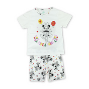 Baby Girls Cotton Pajama – Off-White with Minnie Mouse Print