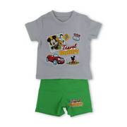 Baby Boys Cotton Pajama – Grey with Mickey Mouse Print