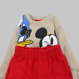 Mickey Mouse & Donald Duck Long-Sleeved Fleeced Pajama