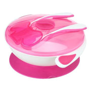 True Feeding Bowl with Fork & Spoon & Suction Ring – Fuchsia