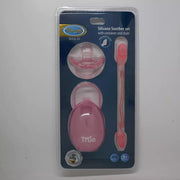True Gold Silicone Pacifier Set – Pink (Silicone Soother, Chain & Case)