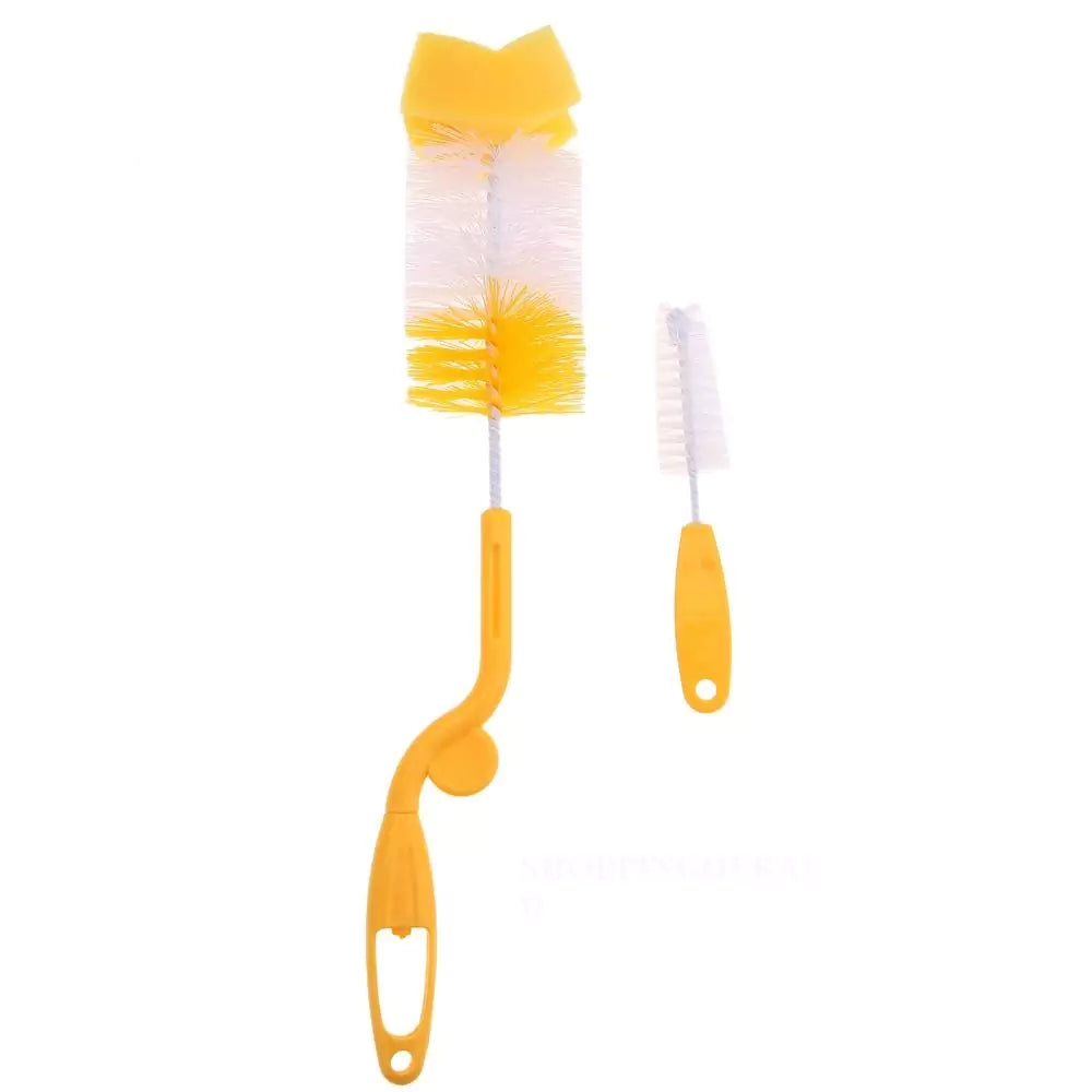 Safari Baby Bottle & Nipple Cleaning Brush – Orange - Baby Essentials