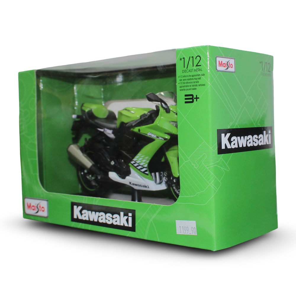 نموذج دراجة كاواساكي نينجا ZX-10R من مايستو، مصنوعة من المعدن المصبوب مع حامل - مقياس 1:12