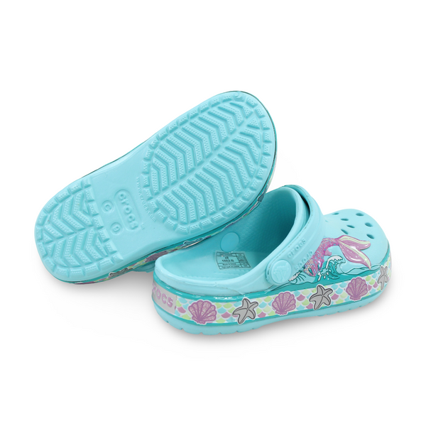 Girls Rubber Crocs – Aqua with Mermaid Design