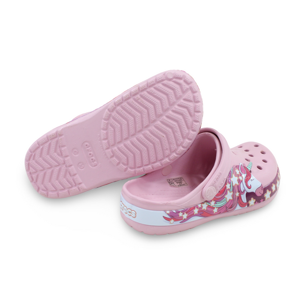 Girls Rubber Crocs – Pink with Unicorn Design