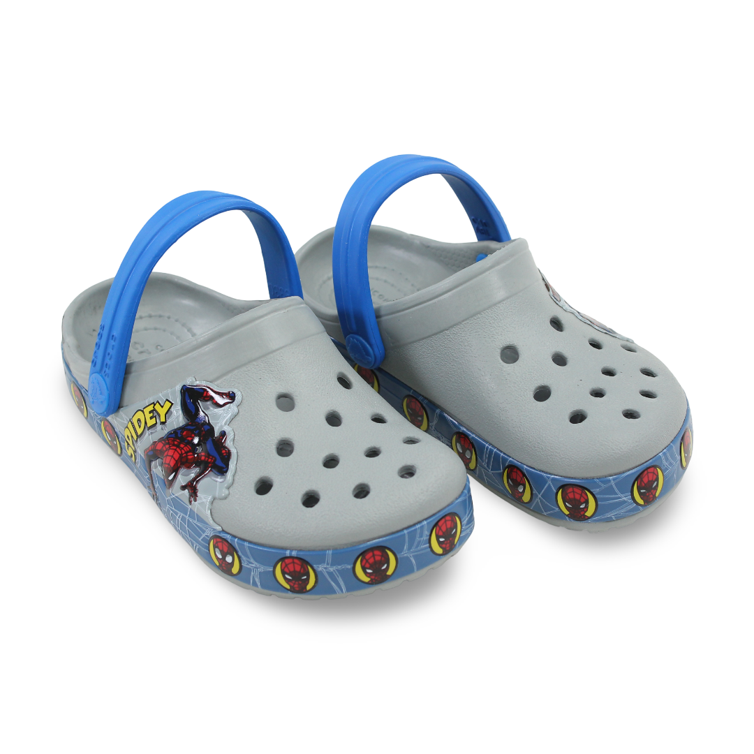 Boys Rubber Crocs – Light Grey with Spider-Man Design
