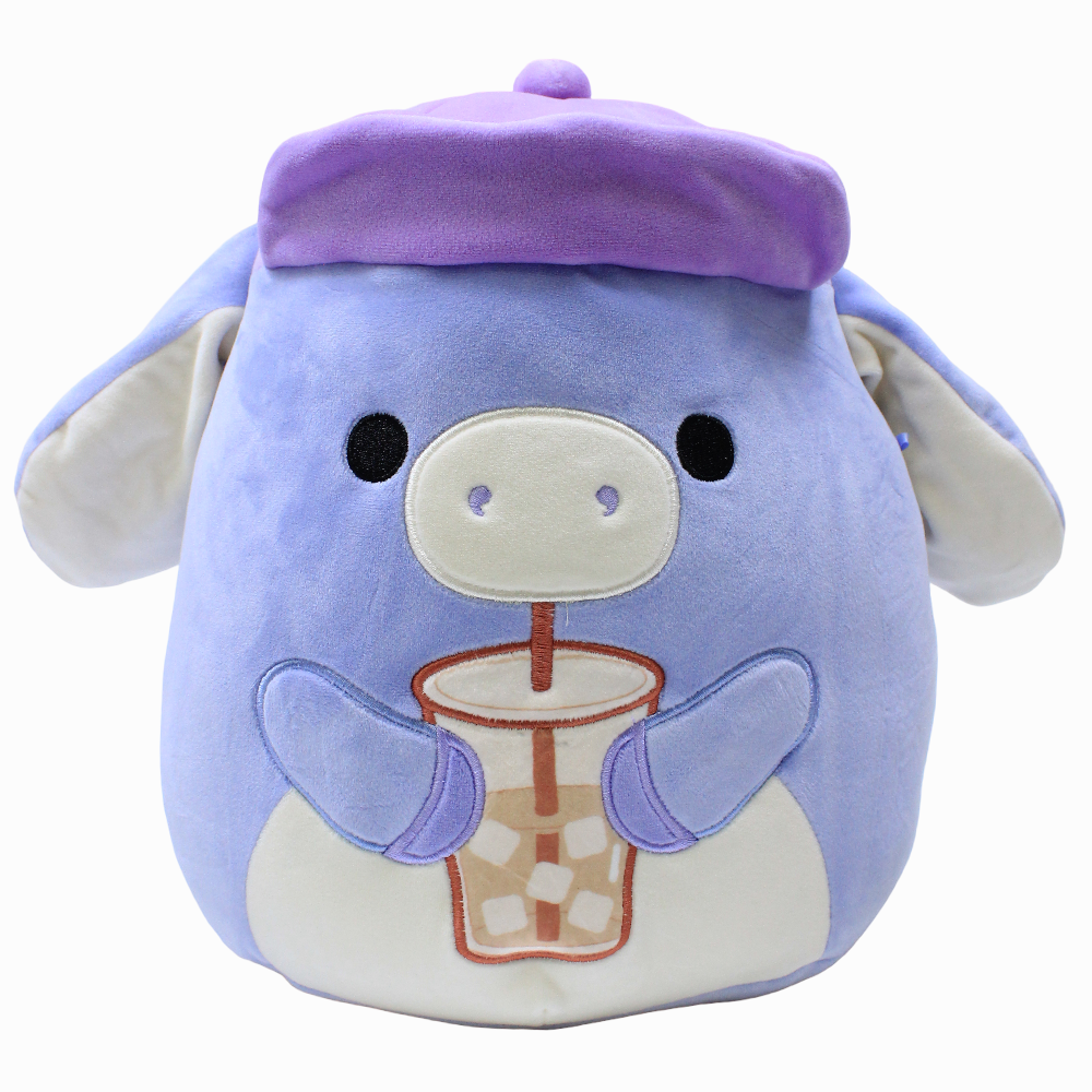 Squishmallows 12-Inch Seasonal Squad – Periwinkle Donkey with Hat & Iced Coffee Milanda