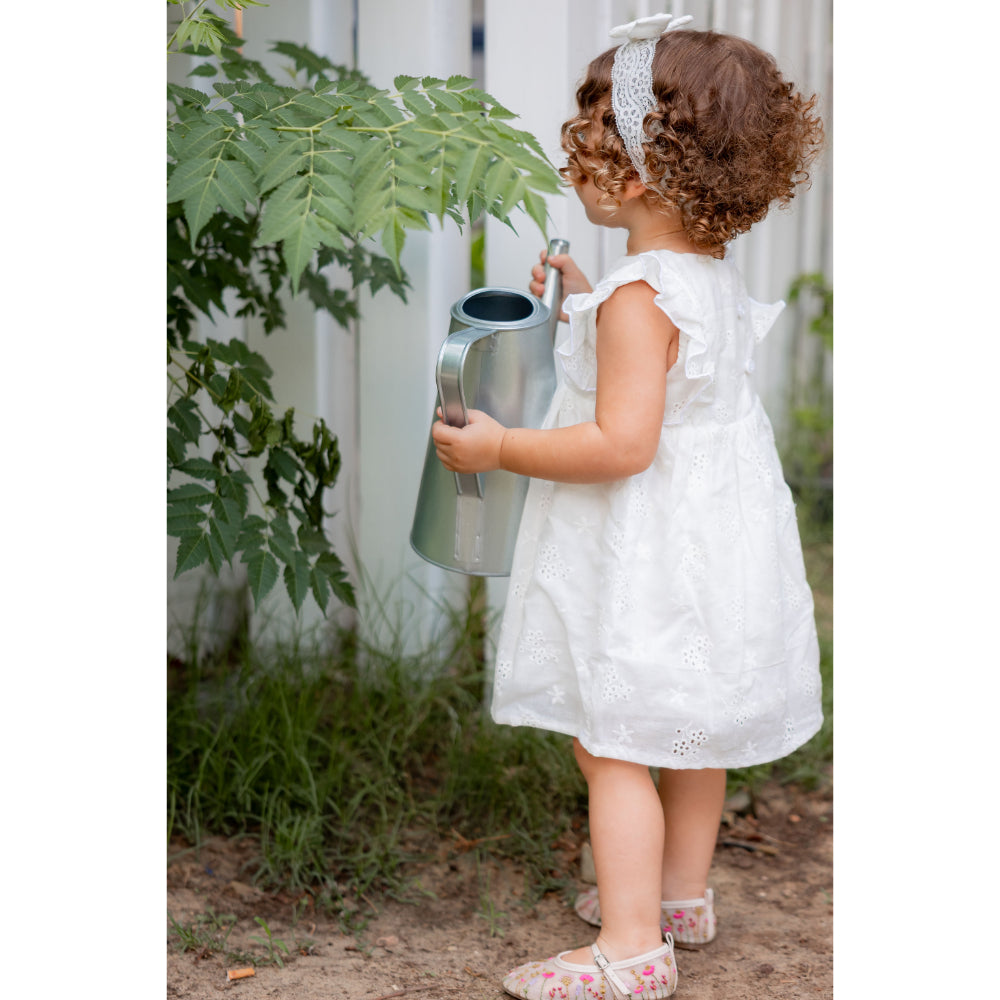 Baby Girls Linen 3-Piece Petite Mademoiselle (Dress + Head Band + Under Shorts) – White