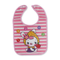 La Frutta PVC Baby Bib with Pocket – Striped Pink with Rabbit Print
