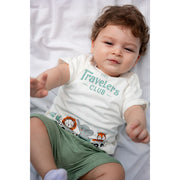 Baby Boys Linen & Cotton 2-Piece Tiny Traveler Outfit Set – Green + Off-White