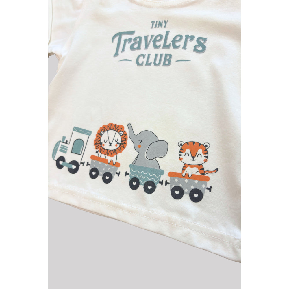 Baby Boys Linen & Cotton 2-Piece Tiny Traveler Outfit Set – Green + Off-White