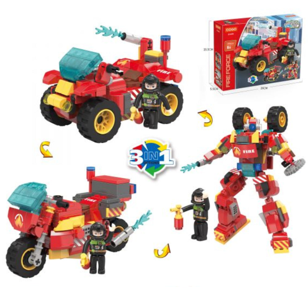 Cogo "Creative Player" Fire Series 3-in-1 Building Block Set – 280 Pcs - Toys