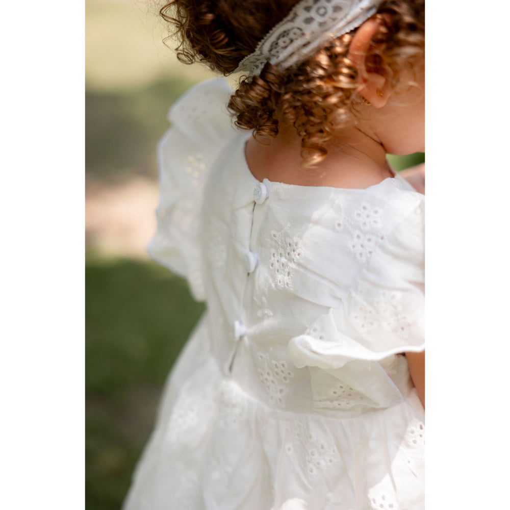 Baby Girls Linen 3-Piece Petite Mademoiselle (Dress + Head Band + Under Shorts) – White
