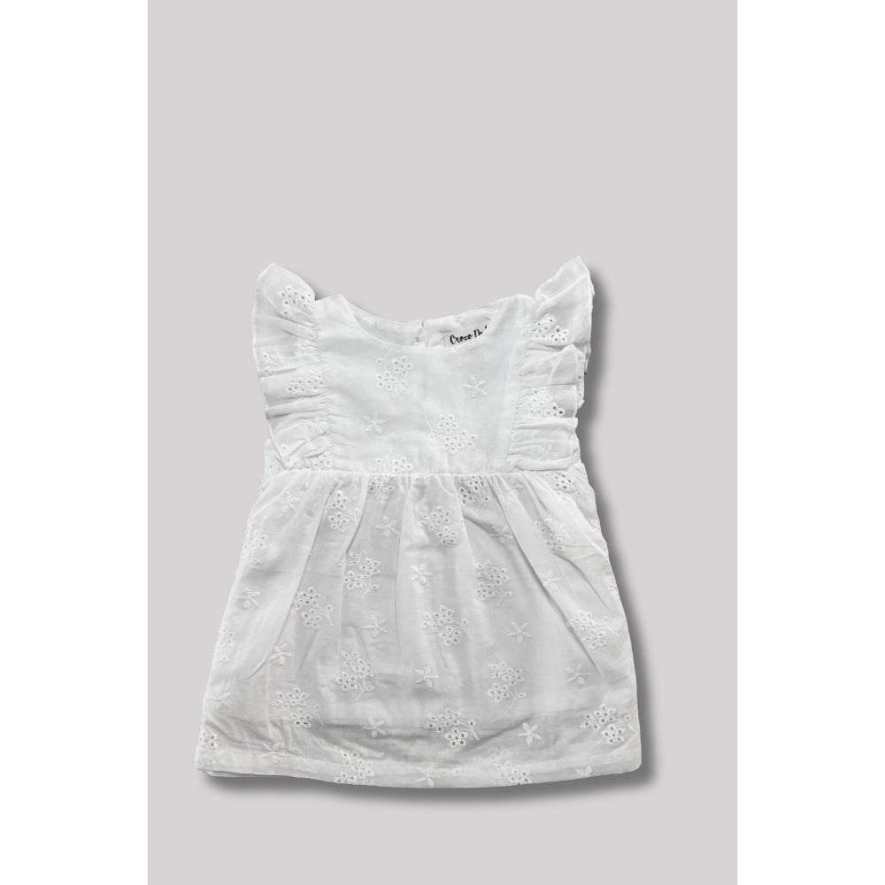 Baby Girls Linen 3-Piece Petite Mademoiselle (Dress + Head Band + Under Shorts) – White