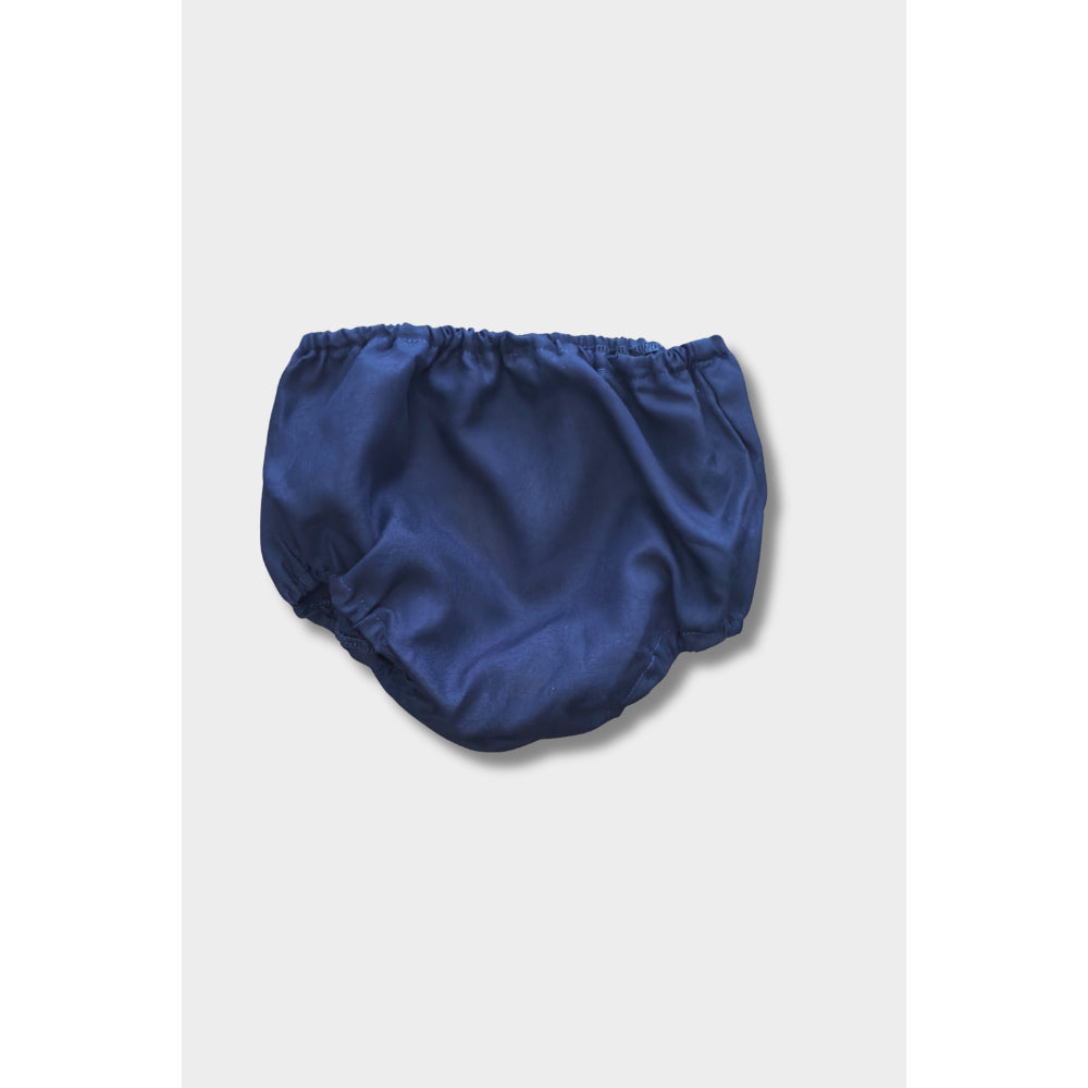 Baby Girls Linen 2-Piece Hidden Gem (Dress + Under Shorts) – Navy
