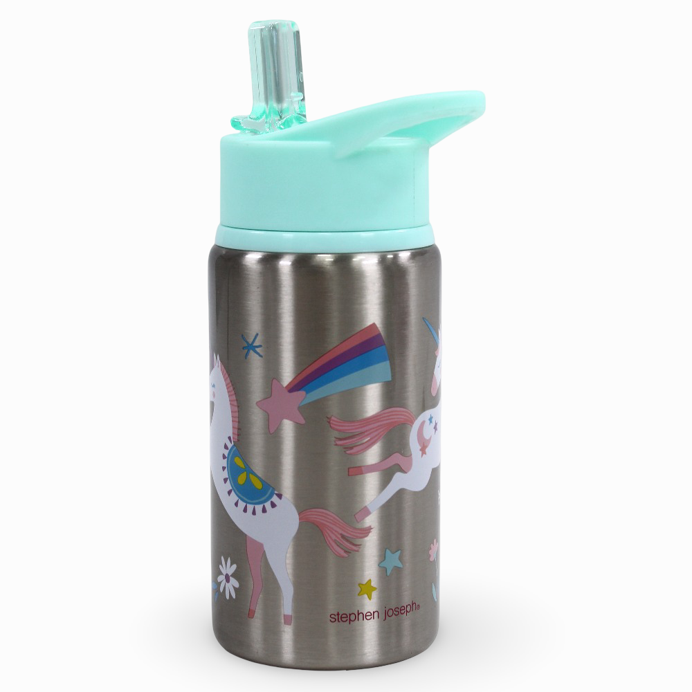 Stephen Joseph Flip Top Stainless Steel Bottle - Unicorn