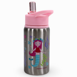 Stephen Joseph Flip Top Stainless Steel Bottle - Mermaids