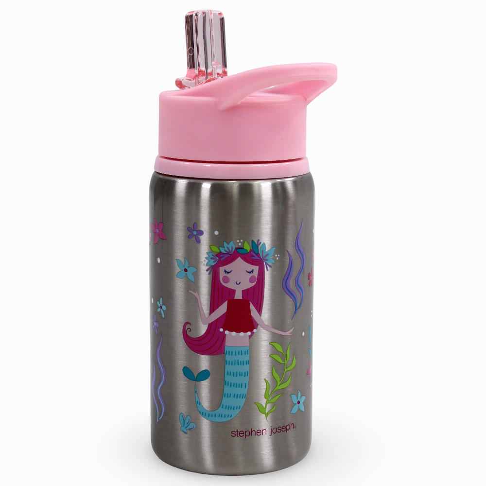 Stephen Joseph Flip Top Stainless Steel Bottle - Mermaids