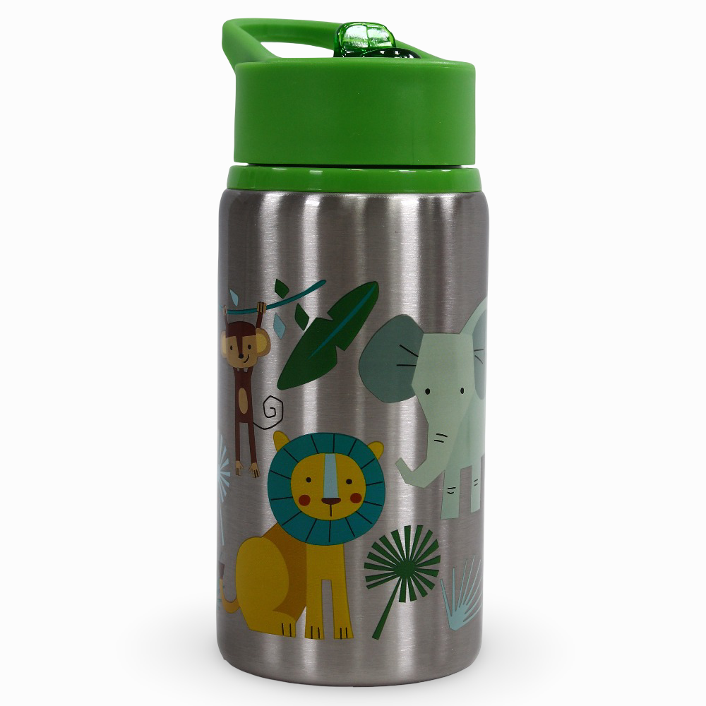 Stephen Joseph Flip Top Stainless Steel Bottle - Jungle
